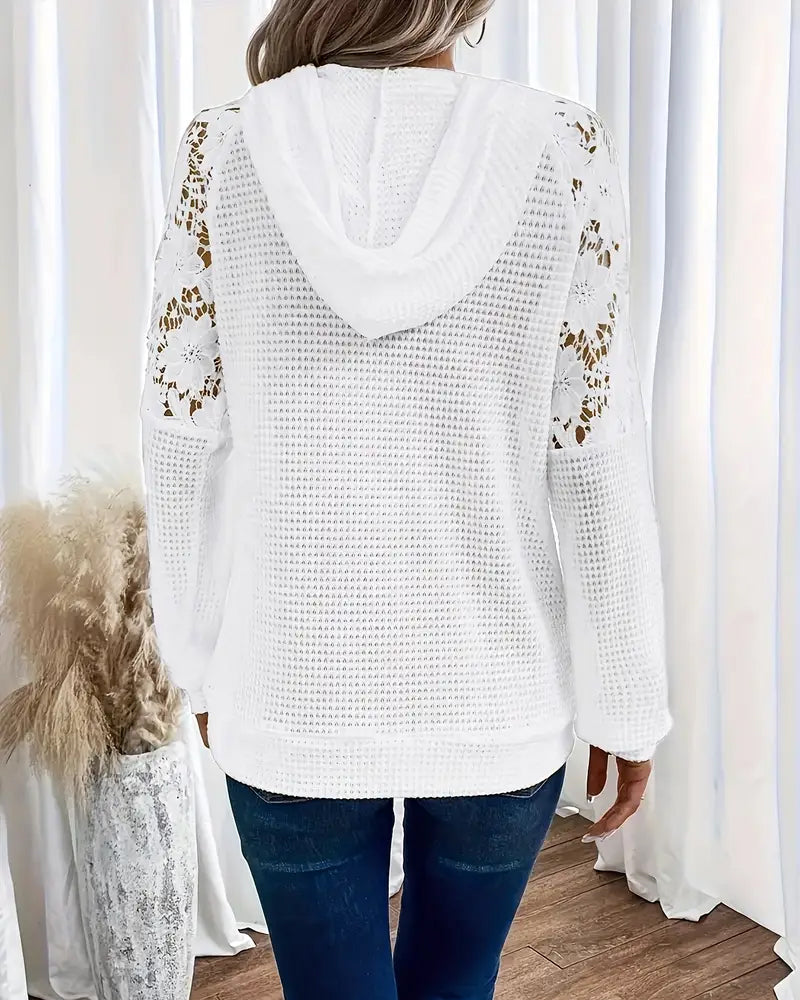 ALESSIA | Sweat à capuche décontracté avec dentelle et décolleté en V